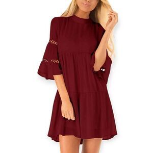 NWT ZANZEA Women Tunic Dress Ruffle Bell Sleeve A-line Casual Mini